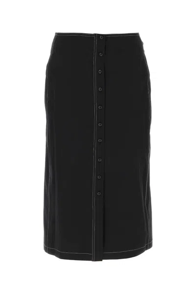 Low Classic Contrast Stitching High-waisted Knee-length Skirt In Black