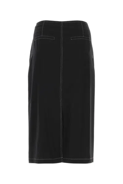Low Classic Contrast Stitching High-waisted Knee-length Skirt In Black