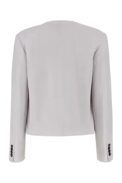 Low Classic Wool Blazer With Buttoned Cuffs And Flap Pockets In Pink