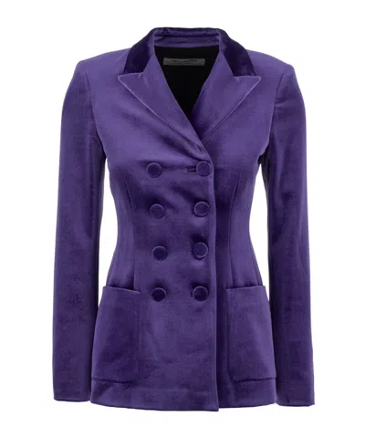 Philosophy Di Lorenzo Serafini Double-breasted Tailored Velvet Blazer In Purple
