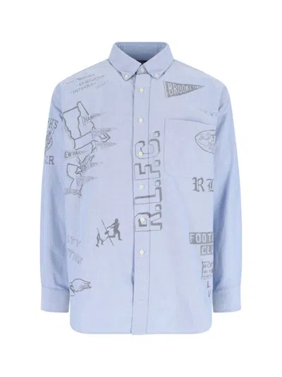 Polo Ralph Lauren Casual Shirt With Graphic Print And Chest Pocket In Blue