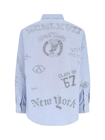Polo Ralph Lauren Casual Shirt With Graphic Print And Chest Pocket In Blue