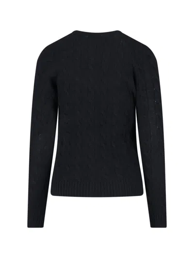 Polo Ralph Lauren Classic Cable Knit Sweater With Round Neckline In Blue