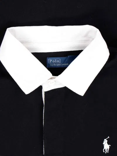 Polo Ralph Lauren Short Sleeves With Contrasting Collar And Striped Pattern In Black