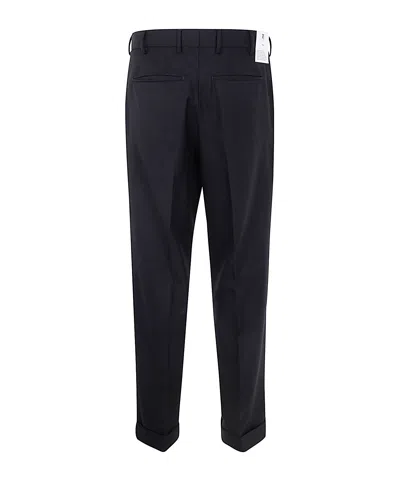Pt Torino Navy Blue Cotton Blend Edge Chino Pant