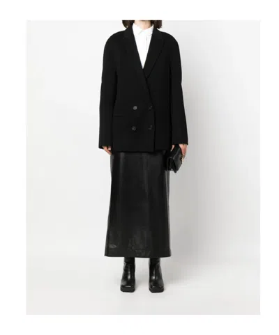 Philosophy Di Lorenzo Serafini Felted Double Breasted Blazer In Black