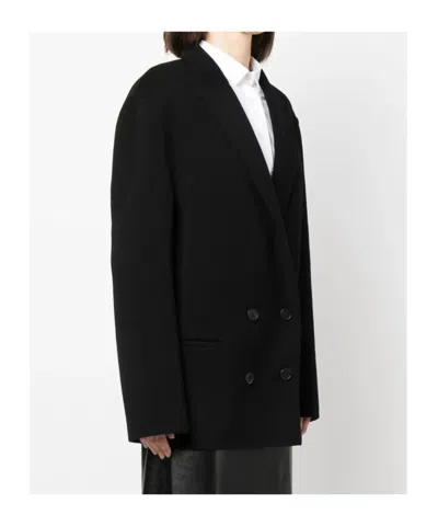 Philosophy Di Lorenzo Serafini Felted Double Breasted Blazer In Black