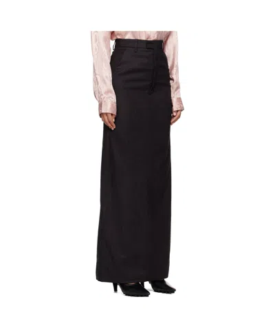 Martine Rose Black Tailored High Waisted Maxi Skirt In Black