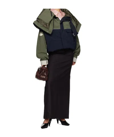 Martine Rose Black Tailored High Waisted Maxi Skirt In Black