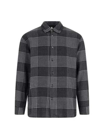Sunflower Check Detailed Long-sleeved Shirt In Black