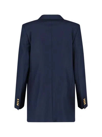 Tagliatore Double-breasted Virgin Wool Blazer In Blue