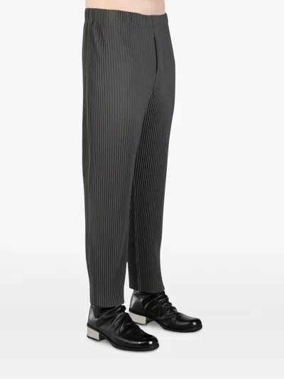 Issey Miyake Straight Leg Trousers Pinstripe Pattern In Gray