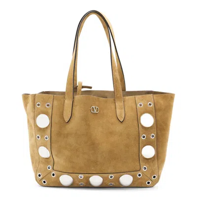 Valentino Studded Dual Handle Tote Bag In Brown