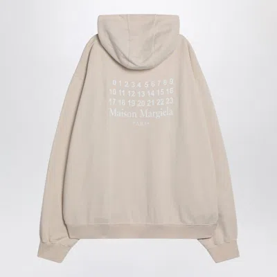 Maison Margiela Oversized Écru Hoodie With Numeric Logo In Neutral