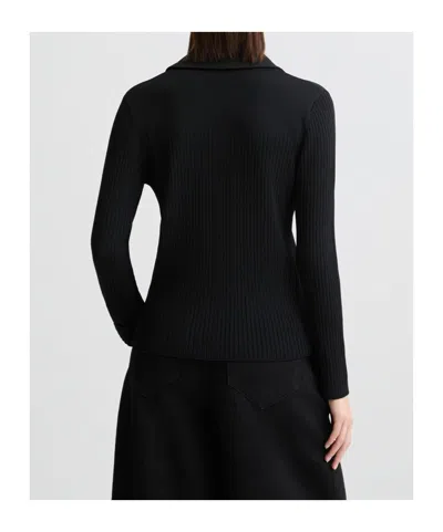 Liu •jo Liu Jo Ribbed Knit Sweater With Two-way Zip In Black