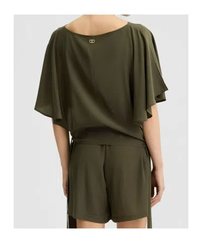 Liu •jo Tie-down Hem Top In Green