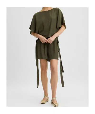 Liu •jo Tie-down Hem Top In Green