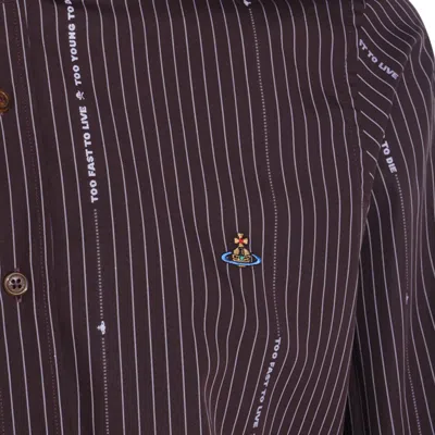 Vivienne Westwood Striped Pattern Button-down Collar Long Sleeves Shirt In Purple
