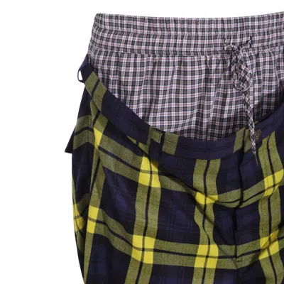 Vivienne Westwood Checkered Trousers Drawstring Button Detail In Yellow