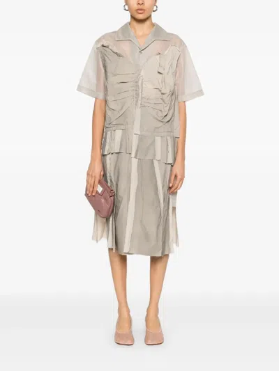 Maison Margiela Cappuccino Mesh Shirt Dress In Neutral