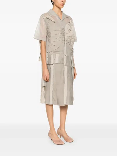 Maison Margiela Cappuccino Mesh Shirt Dress In Neutral