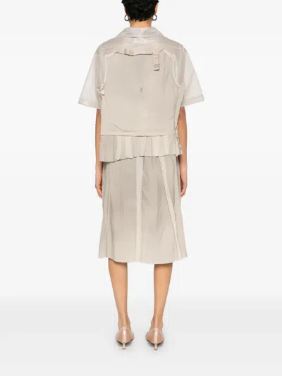 Maison Margiela Cappuccino Mesh Shirt Dress In Neutral
