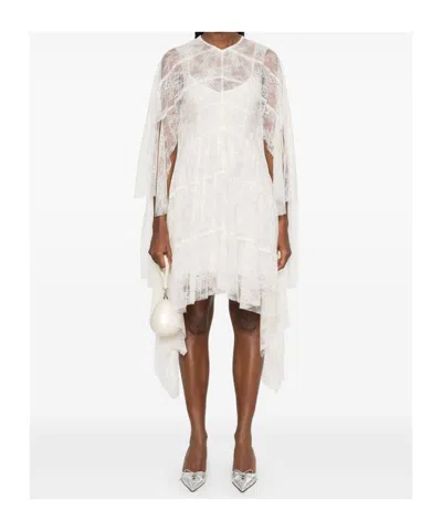 Philosophy Di Lorenzo Serafini Ivory Layered Evening Dress With Asymmetrical Hemline In White