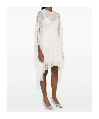 Philosophy Di Lorenzo Serafini Ivory Layered Evening Dress With Asymmetrical Hemline In White
