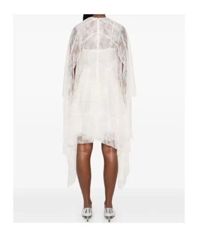 Philosophy Di Lorenzo Serafini Ivory Layered Evening Dress With Asymmetrical Hemline In White