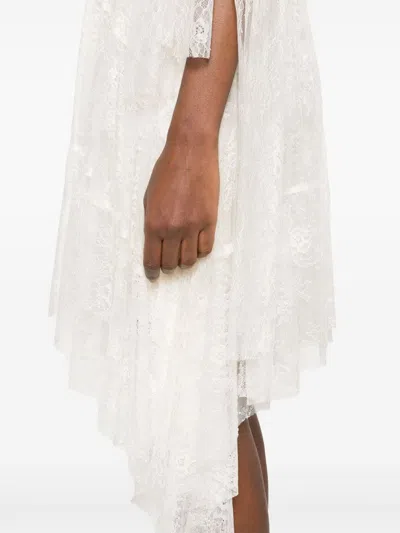 Philosophy Di Lorenzo Serafini Ivory Layered Evening Dress With Asymmetrical Hemline In White