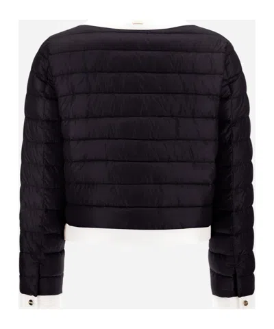 Herno Striped Quilted Down Jacket In Black