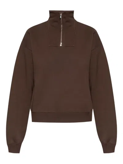 Jacquemus The Gros Grain Zipped-rollneck Sweatshirt In Brown
