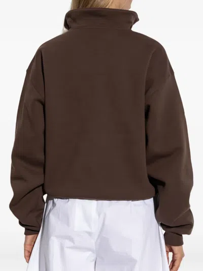 Jacquemus The Gros Grain Zipped-rollneck Sweatshirt In Brown