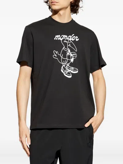 Moncler Mascot Logo Cotton T-shirt In Black