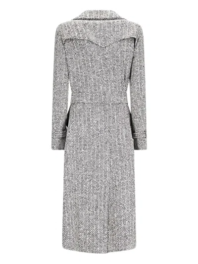 Tagliatore Herringbone Belted Coat In Gray