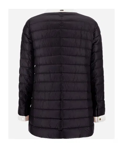 Herno Quilted Snap-button Down Jacket In Black