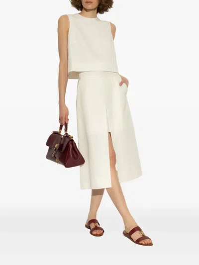 Dolce & Gabbana Textured Front-split Skirt In White