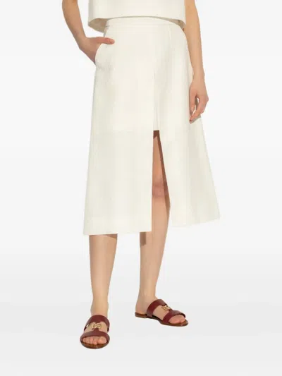 Dolce & Gabbana Textured Front-split Skirt In White