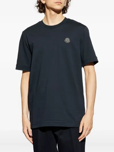 Moncler Logo-patch Cotton T-shirt In Blue