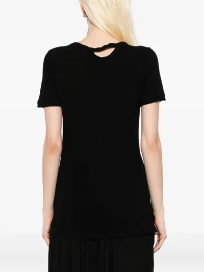 Yohji Yamamoto Tie-detailing Cotton T-shirt In Black