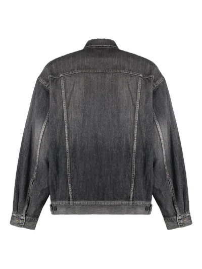 Balenciaga Oversized Denim Jacket Vintage Charms In Gray
