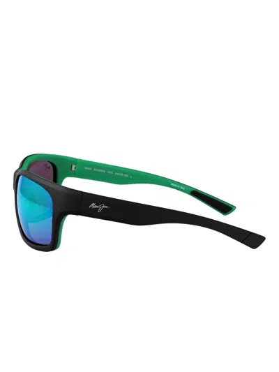 Maui Jim Rectangle Mirrrored Sunglasses In Black