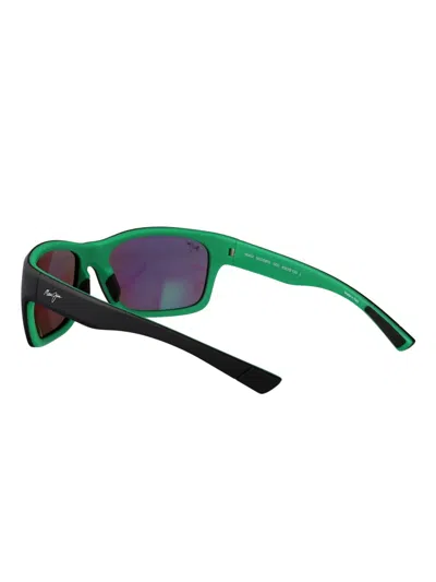 Maui Jim Rectangle Mirrrored Sunglasses In Black