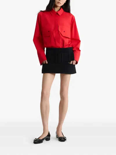 Patou Belted Wool Mini Skirt