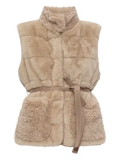Moncler Sleeveless Down Vest In Brown