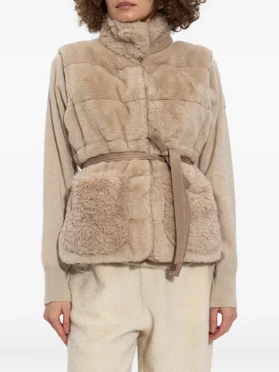 Moncler Sleeveless Down Vest In Brown