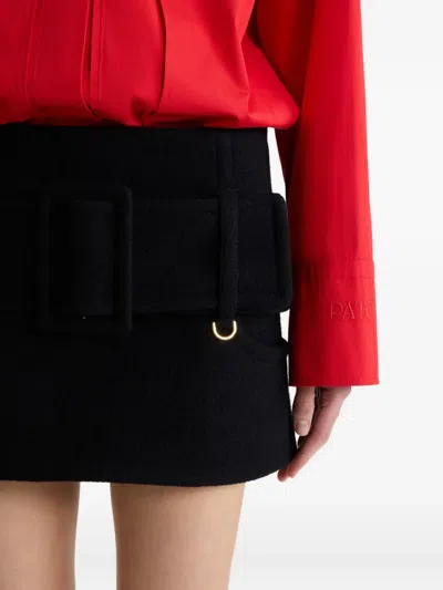 Patou Belted Wool Mini Skirt