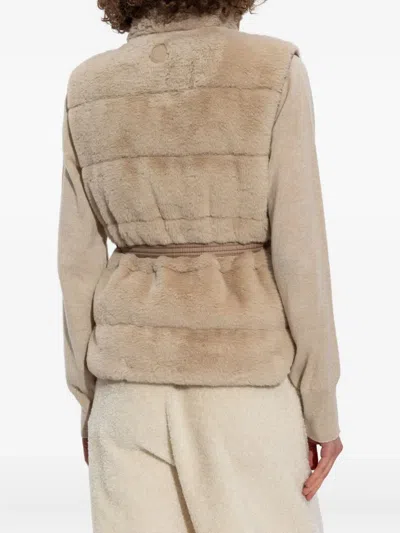 Moncler Sleeveless Down Vest In Brown