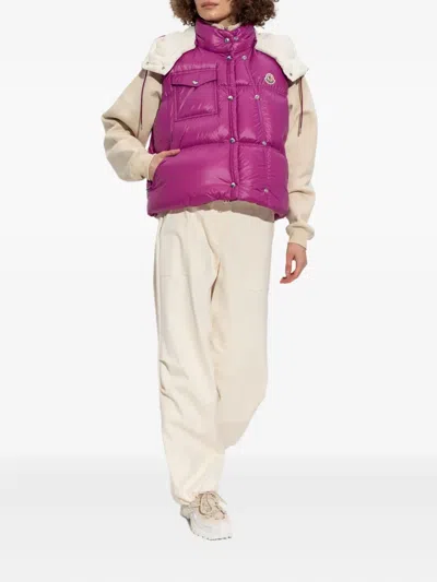 Moncler Tyrian Purple Nylon Pario Sleeveless Down Jacket In Purple