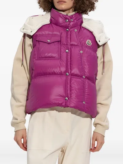 Moncler Tyrian Purple Nylon Pario Sleeveless Down Jacket In Purple